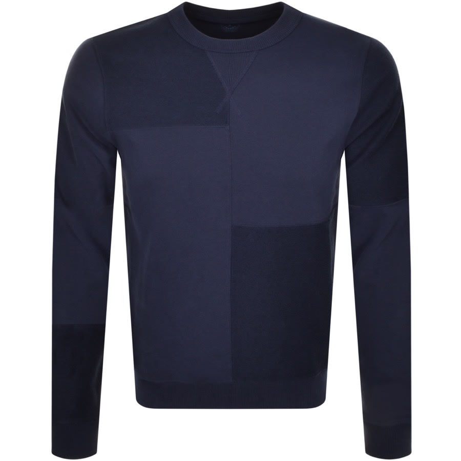 Alternative Image for ProductBelstaff Crew Neck Patchwork Sweatshirt Navy1